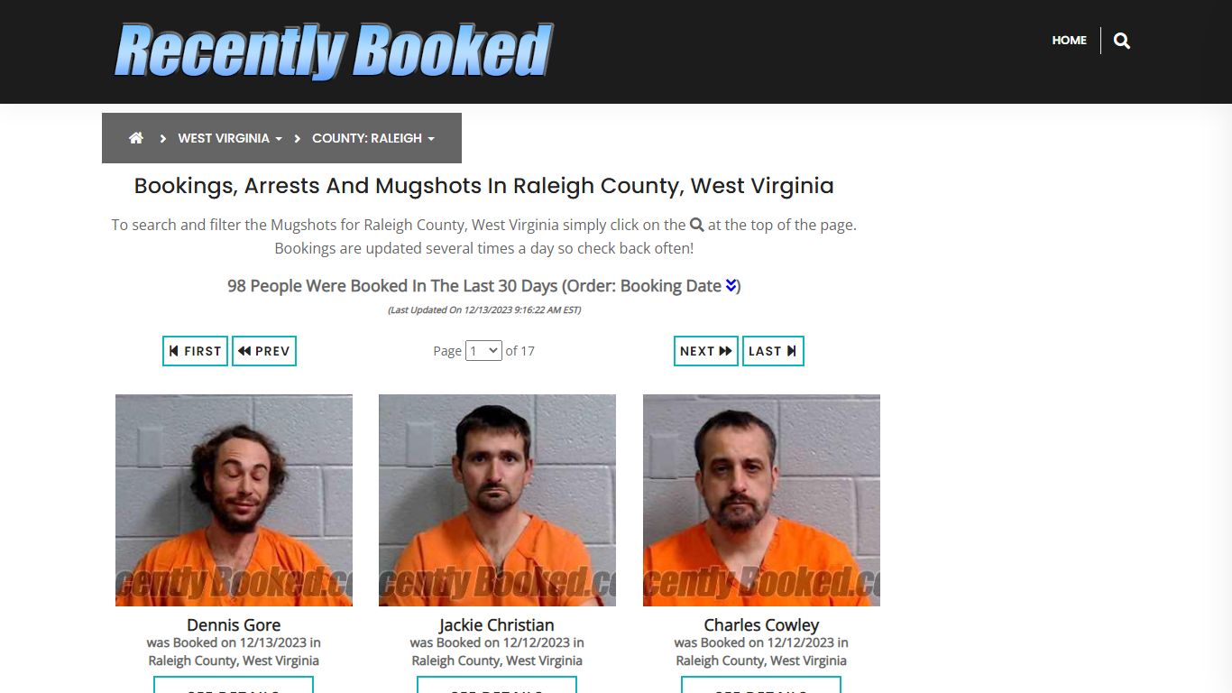 Bookings, Arrests and Mugshots in Raleigh County, West Virginia
