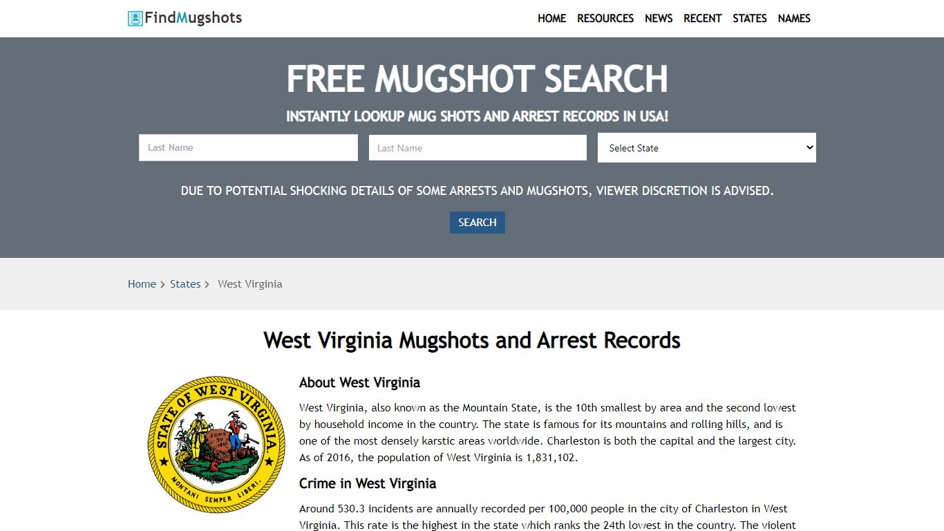 Find West Virginia Mugshots - Find Mugshots